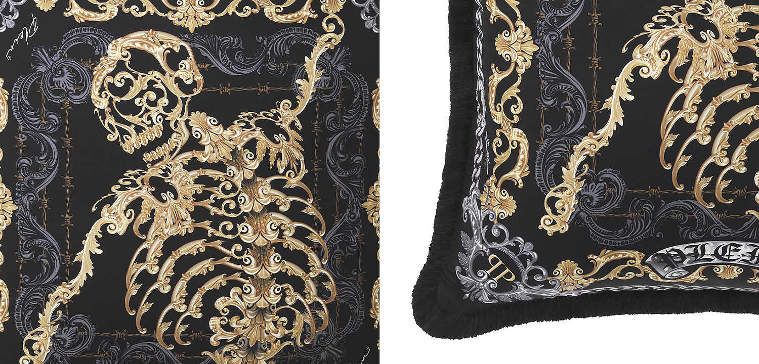 Подушка Philipp Plein Cushion Silk Skeleton 70 x 70 cm Подушка Philipp Plein Cushion Silk Skeleton 70 x 70 cm - Loft-Concept в Кирове