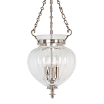Подвесной светильник цвета никель с прозрачным ребристым стеклянным плафоном в классическом стиле Elstead Lighting варинант исполнения - 1 | Loft Concept в Кирове