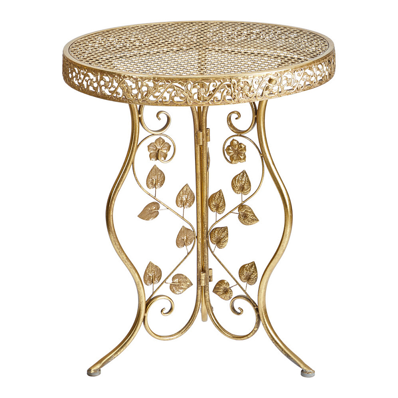 Столик приставной золотистый с орнаментом на столешнице Tanzania Золотой в Кирове | Loft Concept 