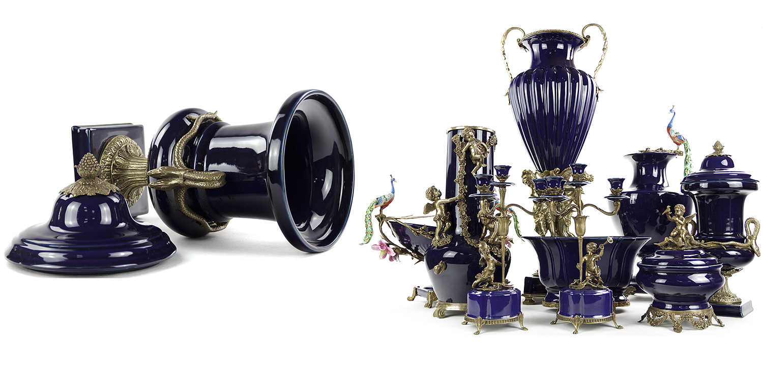 Ваза Selenia Blue Vase Bronze Serpents Ваза Selenia Blue Vase Bronze Serpents - Loft-Concept в Кирове