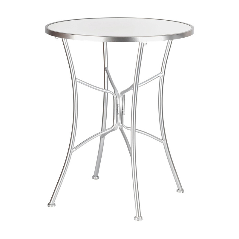 Столик приставной с круглой столешницей на серебристом основании Scenical Table Белый Серебристый в Кирове | Loft Concept 