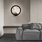 Светодиодное бра круглой формы с металлической рамой черного цвета Marble Glow варинант исполнения - 3 | Loft Concept в Кирове