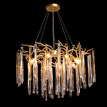Люстра подвесная золотого цвета с разветвленными ветвями и прозрачными стеклянными подвесками Droplet Chandelier варинант исполнения - 3 | Loft Concept в Кирове