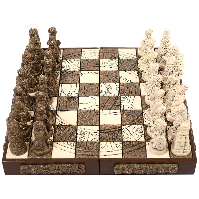 Шахматы из камня Cargador del Tiempo Chess Мексика ручная работа Коричневый Бежевый Шахматы из камня Cargador del Tiempo Chess Мексика ручная работа Коричневый Бежевый в Кирове | Loft Concept