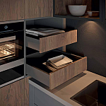 Комбинированный кухонный гарнитур сине-серого цвета с фасадом под дерево Benjamin Kitchen Set варинант исполнения - 2 | Loft Concept в Кирове