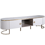 Тумба под телевизор белая овальная с мраморной столешницей Thoroughbass варинант исполнения - 1 | Loft Concept в Кирове