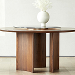 Стол обеденный круглый с двойной столешницей Walnut Wood Table варинант исполнения - 4 | Loft Concept в Кирове