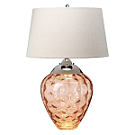 Настольная лампа с фактурным стеклянным основанием красного цвета с хромированной деталью у горловины и белым абажуром из искусственного шёлка Elstead Lighting варинант исполнения - 1 | Loft Concept в Кирове