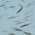 Обои ручная роспись Fishes Original colourway on Duck Egg dyed silk варинант исполнения - 2 | Loft Concept в Кирове