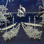 Картина ручная вышивка бисером Ночной пейзаж Night Boat Bay варинант исполнения - 4 | Loft Concept в Кирове