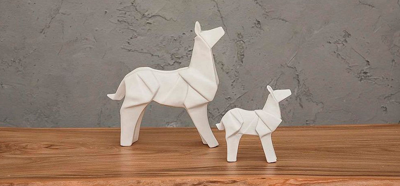 Фигурка в виде оригами керамическая белая собака White Dog Фигурка в виде оригами керамическая белая собака White Dog - Loft-Concept в Кирове