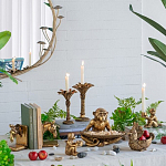 Подсвечник в форме пальмы с резными листьями и текстурным основанием Golden palm leaves варинант исполнения - 4 | Loft Concept в Кирове