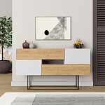 Комод c 2-мя белыми дверцами и 2-мя выдвижными ящиками цвета древесины EROS CONSOLE OAK WHITE варинант исполнения - 1 | Loft Concept в Кирове