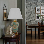 Настольная лампа бирюзовая с цветочным принтом Turquoise Flight варинант исполнения - 5 | Loft Concept в Кирове