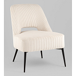 Кресло лаунж Бостон велюр рельефный молочный на черных ножках варинант исполнения - 1 | Loft Concept в Кирове