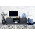 ТВ-тумба из металла и столешницей из массива дуба Metal Wood TV-Stand варинант исполнения - 5 | Loft Concept в Кирове