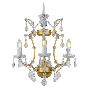 Бра 19th c. Rococo IRON & CLEAR CRYSTAL Gold Wall Lamp