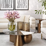 Дизайнерский журнальный стол с круглой столешницей на 3-х геометрических ножках Lehumod варинант исполнения - 3 | Loft Concept в Кирове