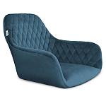 Барный стул со спинкой и подлокотниками на 4-х деревянных ножках Douglas Rhombus Синий Велюр варинант исполнения - 2 | Loft Concept в Кирове