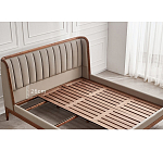 Кровать двуспальная с мягким изголовьем Moon Walnut Bed варинант исполнения - 9 | Loft Concept в Кирове