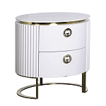 Тумбочка белая овальная с мраморной столешницей Thoroughbass варинант исполнения - 1 | Loft Concept в Кирове