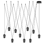 Подвесной светильник черными плафонами на длинных пересекающихся тросах Construction варинант исполнения - 7 | Loft Concept в Кирове