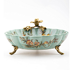 Блюдо из голубого фарфора с бронзовой птичкой Blue Garden варинант исполнения - 3 | Loft Concept в Кирове