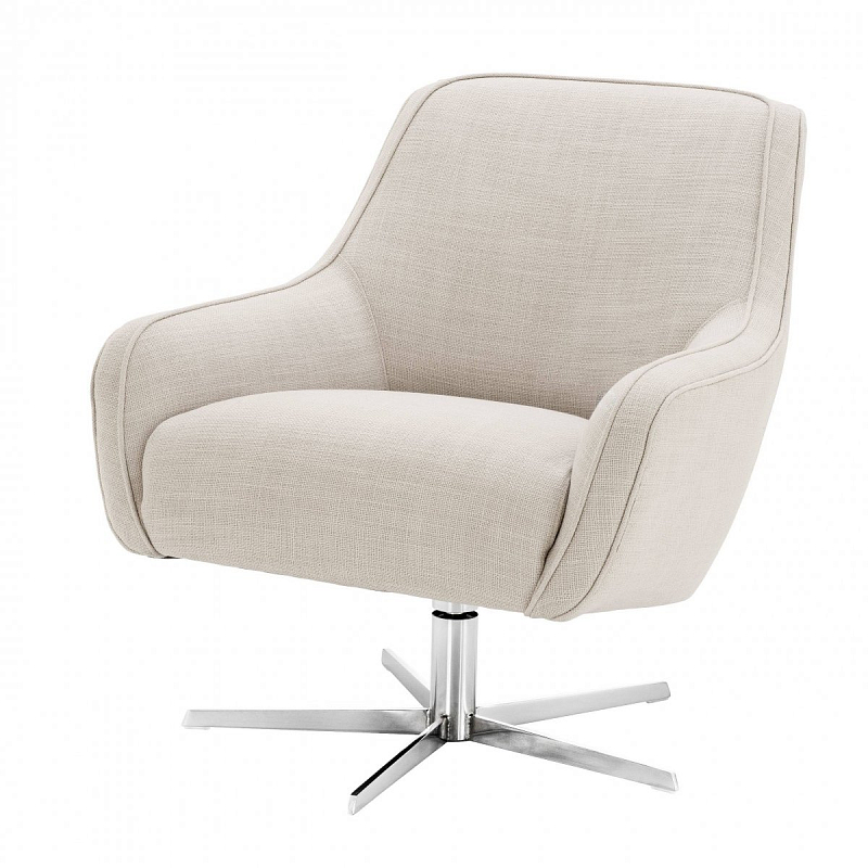 Кресло Eichholtz Swivel Chair Serena Natural Никель Молочный Кресло Eichholtz Swivel Chair Serena Natural Никель Молочный в Кирове | Loft Concept