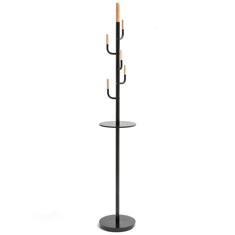Напольная вешалка из металла и дерева Polly Floor Hanger Черный Древесина Напольная вешалка из металла и дерева Polly Floor Hanger Черный Древесина в Кирове | Loft Concept