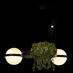 Подвесной светильник с 2-мя шарообразными плафонами и цилиндрическим спотом Light of Еyes варинант исполнения - 5 | Loft Concept в Кирове