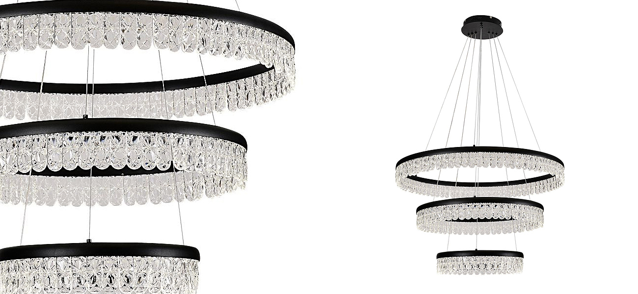 Светодиодная люстра из 3-х колец Pettico Black Светодиодная люстра из 3-х колец Pettico Black - Loft-Concept в Кирове
