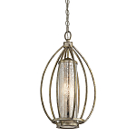 Подвесной светильник овальной формы с цилиндрическим плафоном в цвете сусальное серебро Kichler варинант исполнения - 1 | Loft Concept в Кирове