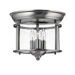 Потолочный светильник в форме фонаря с прозрачным цилиндрическим плафоном и тремя лампами в форме свечей Hinkley варинант исполнения - 1 | Loft Concept в Кирове