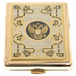 Портсигар на 20 сигарет с гравюрой Герба РФ в подарочной коробке Metal Cigarettes Cases варинант исполнения - 1 | Loft Concept в Кирове