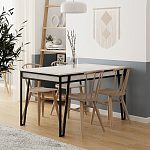 Стол обеденный с прямоугольной столешницей пыльного белого цвета на 4-х металлических ножках PAL ANCIENT WHITE варинант исполнения - 3 | Loft Concept в Кирове