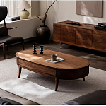 Кофейный стол овальный из дерева с 2-мя ящиками Coffee Walnut Table варинант исполнения - 1 | Loft Concept в Кирове