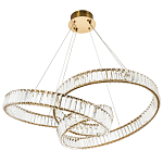 Подвесная люстра в виде изогнутых колец с хрустальным декором Ring Horizontal Oculus Gold Light Chandelier варинант исполнения - 3 | Loft Concept в Кирове