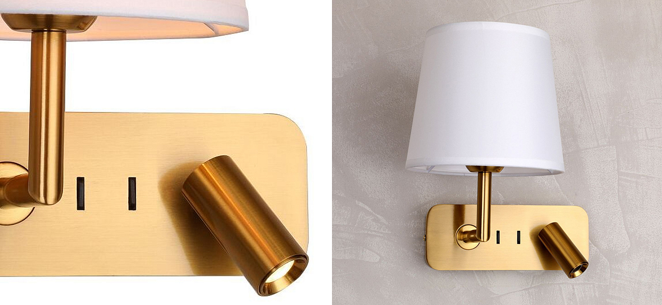 Бра с абажуром Trumpet Lamp Brass 2 лампы Бра с абажуром Trumpet Lamp Brass 2 лампы - Loft-Concept в Кирове