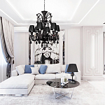 Люстра подвесная с плиссированными абажурами и множеством подвесок черного цвета Диаметр 62 см Lustre Reverie варинант исполнения - 4 | Loft Concept в Кирове