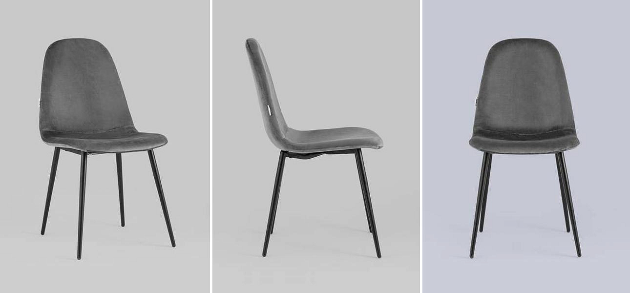 Стул Archie Chair Черные ножки Темно-Серый Велюр Стул Archie Chair Черные ножки Темно-Серый Велюр - Loft-Concept в Кирове
