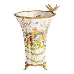 Ваза из фарфора с бронзовой стрекозой  Paradise Dragonfly варинант исполнения - 6 | Loft Concept в Кирове