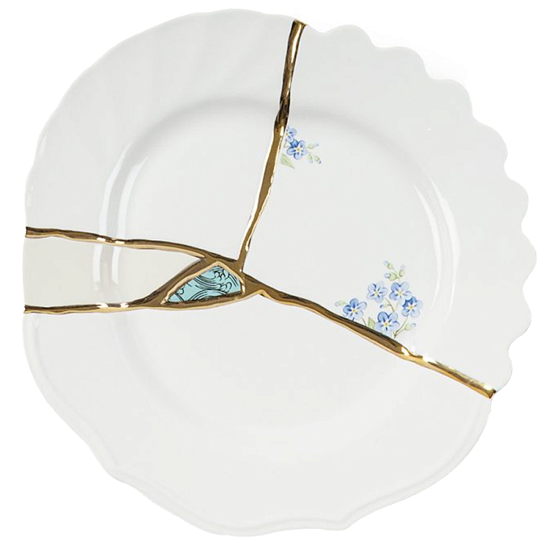 Десертная тарелка Seletti Kintsugi  Белый Золотой в Кирове | Loft Concept 