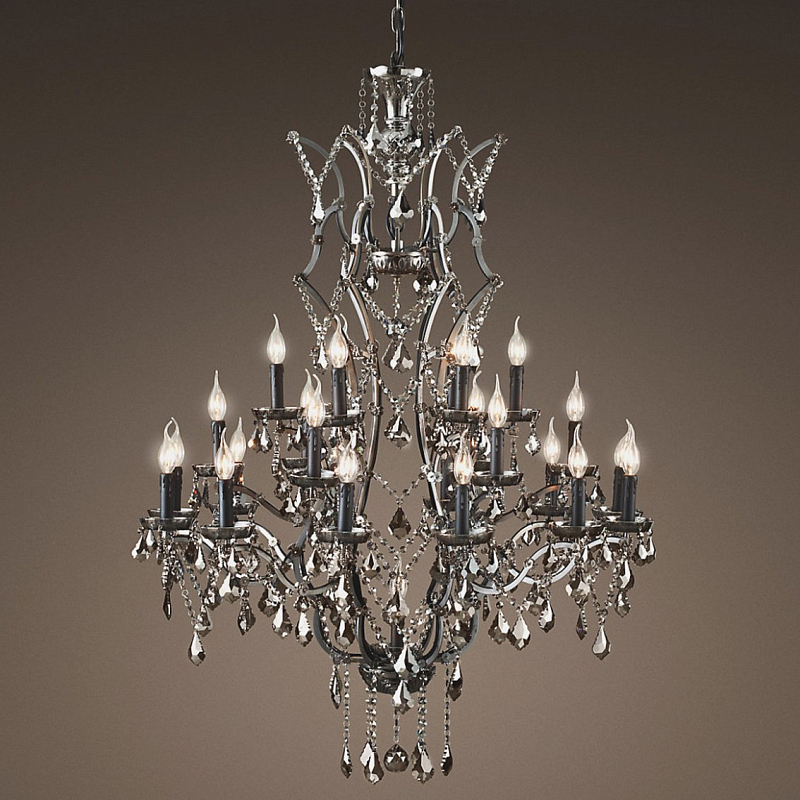 Люстра 19TH C. ROCOCO IRON & Smok CRYSTAL 25 Графит Стекло Смок Люстра 19TH C. ROCOCO IRON & Smok CRYSTAL 25 Графит Стекло Смок в Кирове | Loft Concept