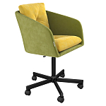 Стул с мягкой обивкой из велюра и подъемно-поворотным механизмом на колесиках Mason Green and Yellow варинант исполнения - 1 | Loft Concept в Кирове