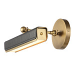 Светильник для картин цвет винтажная латунь с прямоугольным плафоном из кожи черного цвета Alora варинант исполнения - 4 | Loft Concept в Кирове