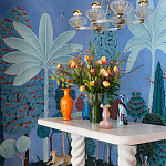 Обои ручная роспись Malwa Special Colourway on blue painted Xuan paper варинант исполнения - 1 | Loft Concept в Кирове