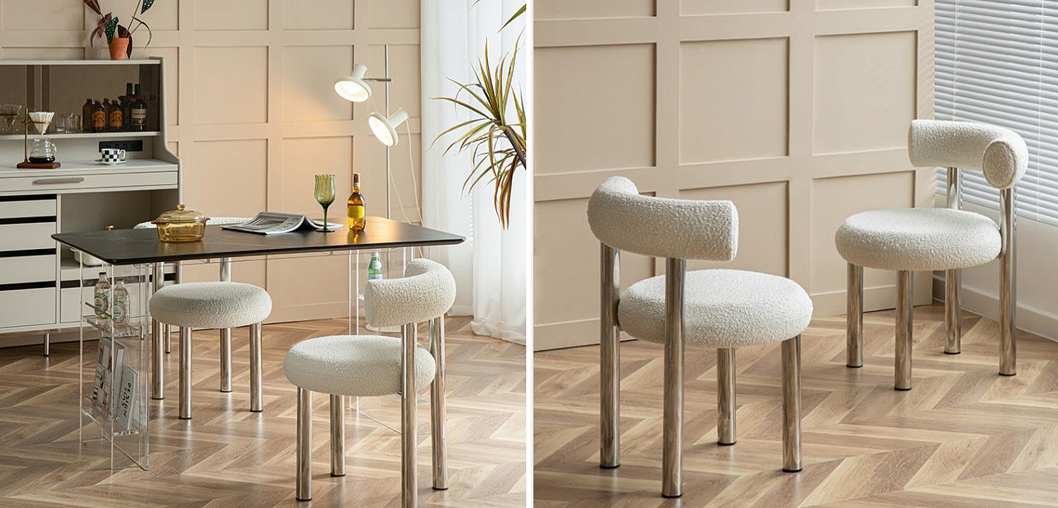 Стул Ellias White Boucle Chair Стул Ellias White Boucle Chair - Loft-Concept в Кирове