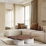 Дизайнерский журнальный стол с фигурной столешницей на белом основании Holarisex варинант исполнения - 1 | Loft Concept в Кирове