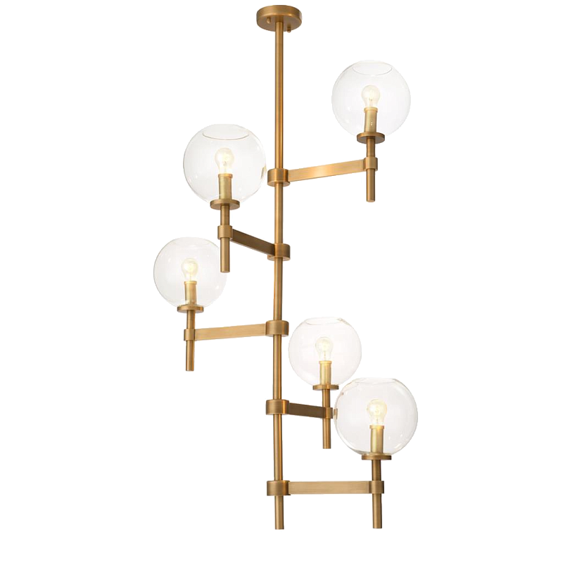 Люстра Chandelier Jade Cascade Латунь Античная полированная Прозрачное Стекло Люстра Chandelier Jade Cascade Латунь Античная полированная Прозрачное Стекло в Кирове | Loft Concept
