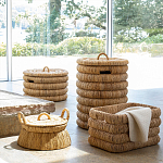 Плетеная корзина с крышкой из плетеного бананового дерева Zuwena Wicker Basket варинант исполнения - 6 | Loft Concept в Кирове